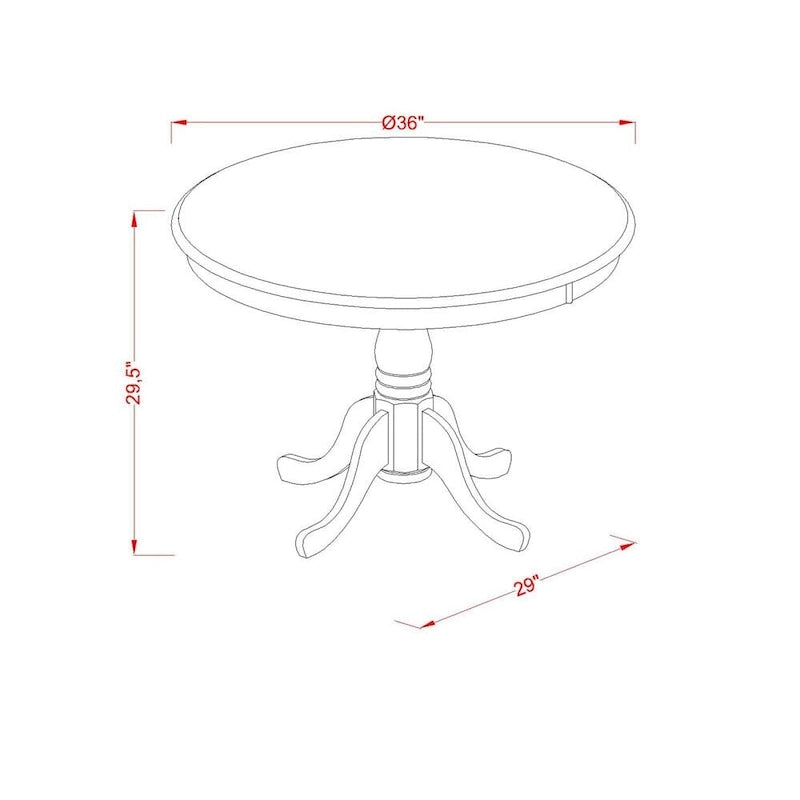 East West Furniture Ensemble de salle à manger 5 pièces - Une table de cuisine ronde et 4 chaises de salle à manger, noir et cerisier (options de siège)