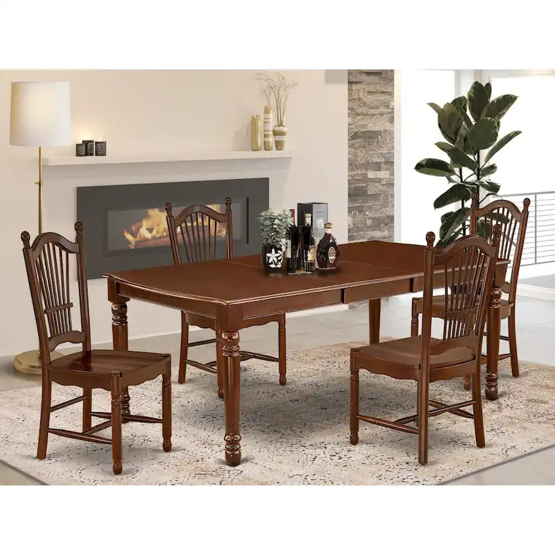 East West Furniture Modern Dining Table Set- a Rectangle Wooden Table and Dining Room Chairs, Mahogany (Pieces Option)