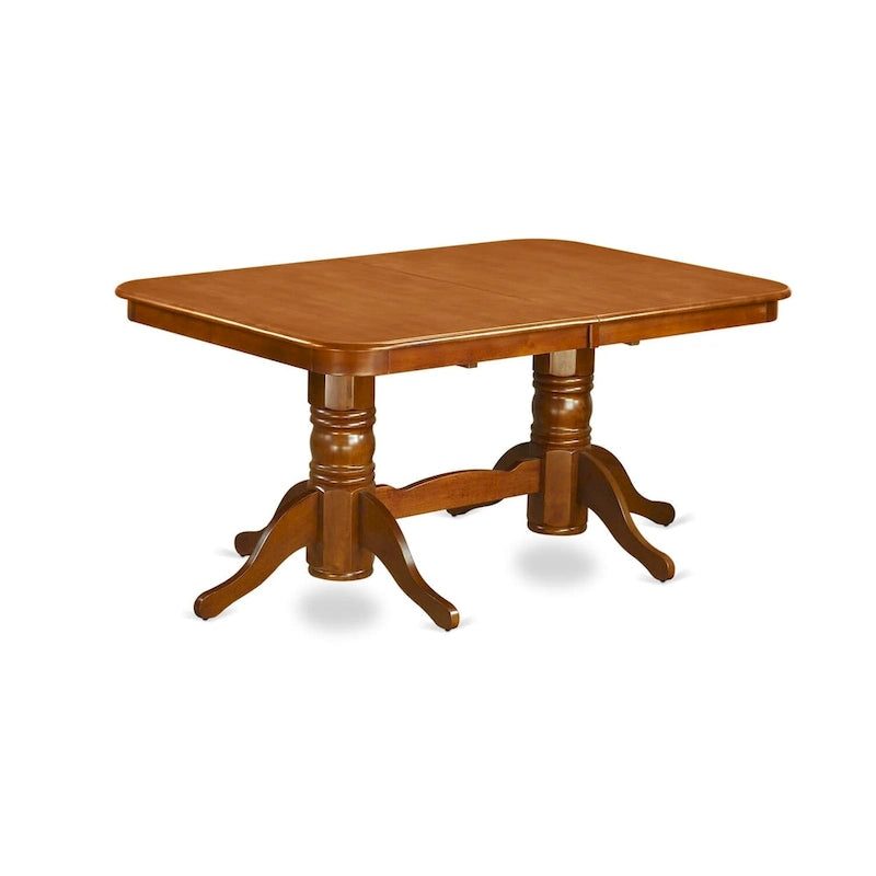 East West Furniture Ensemble de table de cuisine 9 pièces - une table à manger rectangulaire et 8 chaises de salle à manger, marron selle (options de siège)