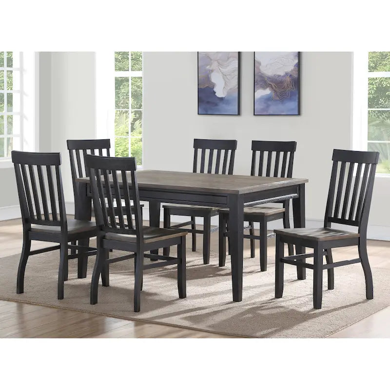 Steve Silver Ralston Two-Tone Ebony and Driftwood 7-Piece Dining Set