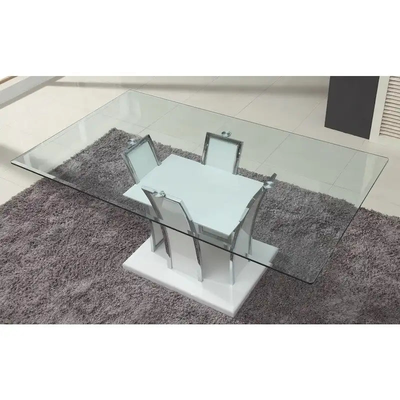 Ensemble de salle à manger 7 pièces en faux cuir blanc contemporain Resk par Furniture of America