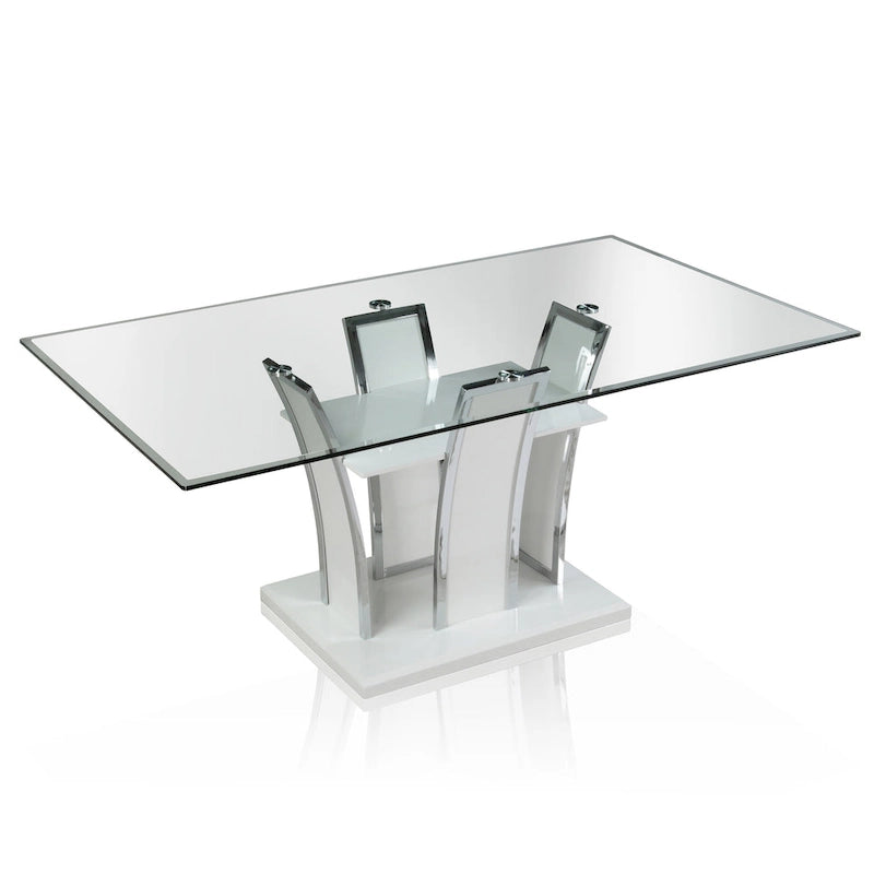 Ensemble de salle à manger 7 pièces en faux cuir blanc contemporain Resk par Furniture of America