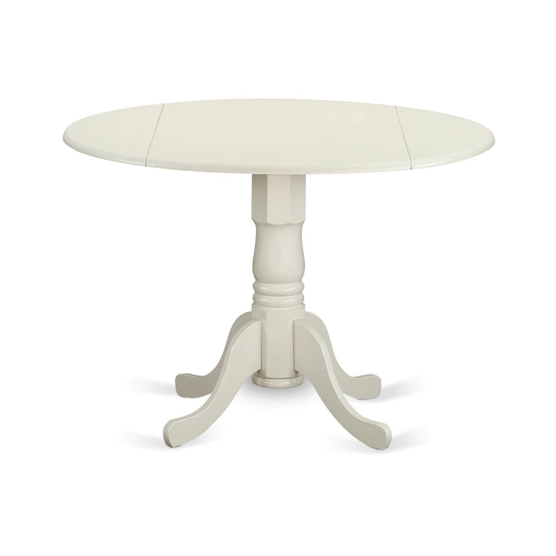 East West Furniture Ensemble de table moderne – une table ronde en bois et des chaises de salle à manger en tissu de lin gris, Blanc lin (Options de pièces)