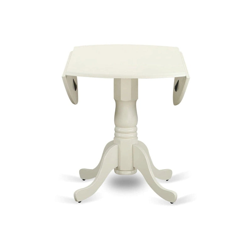 East West Furniture Ensemble de table moderne – une table ronde en bois et des chaises de salle à manger en tissu de lin gris, Blanc lin (Options de pièces)