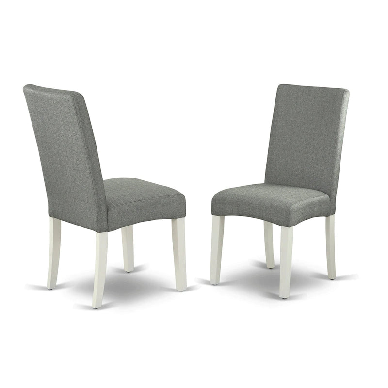 East West Furniture Ensemble de table moderne – une table ronde en bois et des chaises de salle à manger en tissu de lin gris, Blanc lin (Options de pièces)