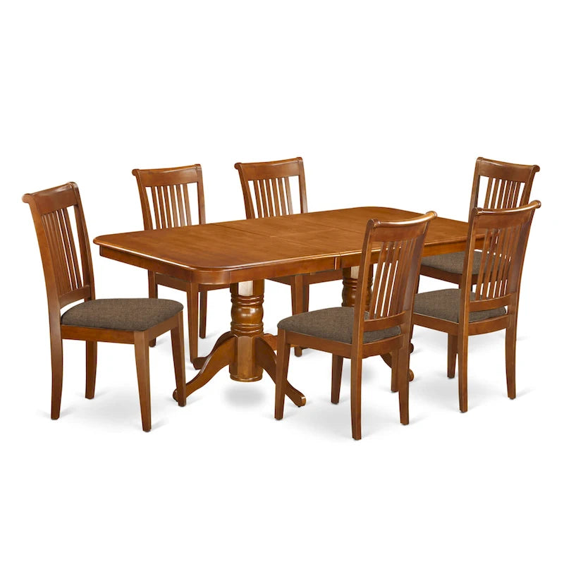 Ensemble de salle à manger 7 pièces East West Furniture - composé d'une table rectangulaire en bois et de 6 chaises de salle à manger, brun selle (option de siège)