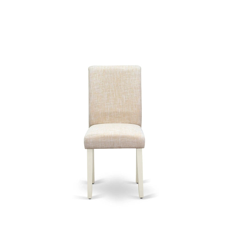 Ensemble de salle à manger East West Furniture - Une table de cuisine ronde et des chaises en tissu lin beige clair, blanc lin (options de pièces)