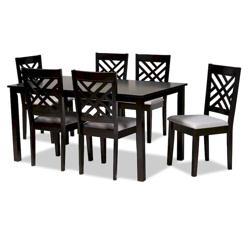 Ensemble de salle à manger 7 pièces Caron moderne et contemporain en bois rembourré