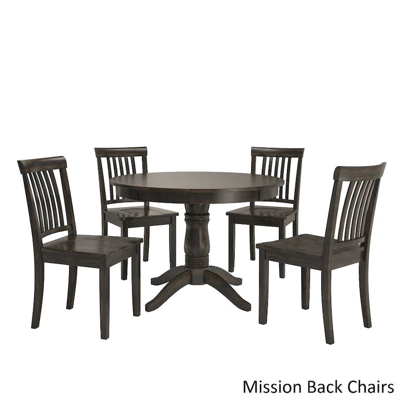 Ensemble de salle à manger 5 pièces Wilmington II avec base à piédestal ronde et finition noir antique par iNSPIRE Q Classic