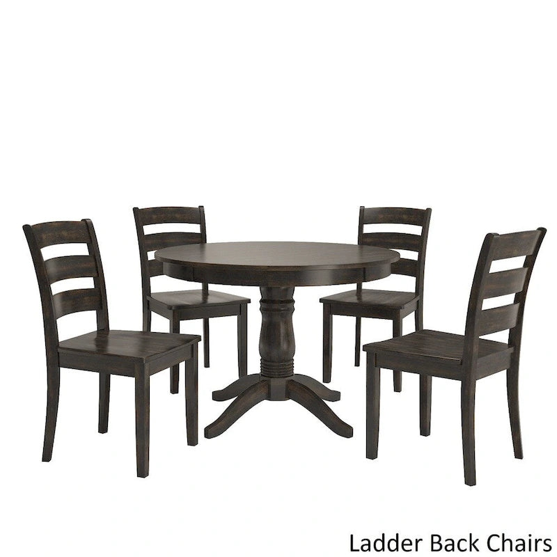 Ensemble de salle à manger 5 pièces Wilmington II avec base à piédestal ronde et finition noir antique par iNSPIRE Q Classic