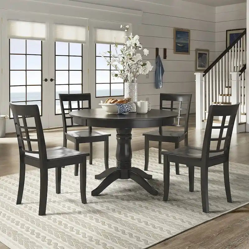 Ensemble de salle à manger 5 pièces Wilmington II avec base à piédestal ronde et finition noir antique par iNSPIRE Q Classic
