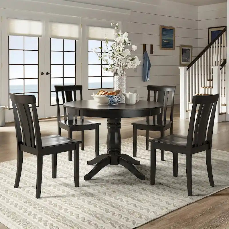 Ensemble de salle à manger 5 pièces Wilmington II avec base à piédestal ronde et finition noir antique par iNSPIRE Q Classic
