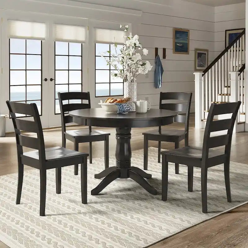 Ensemble de salle à manger 5 pièces Wilmington II avec base à piédestal ronde et finition noir antique par iNSPIRE Q Classic