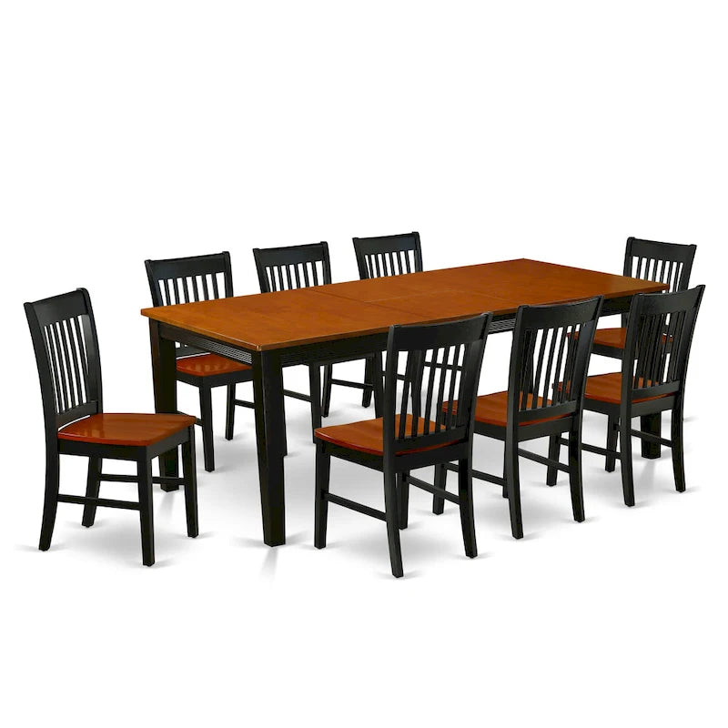Ensemble de salle à manger East West Furniture – Table de salle à manger rectangulaire et chaises de cuisine, noir et cerise (option pièces)