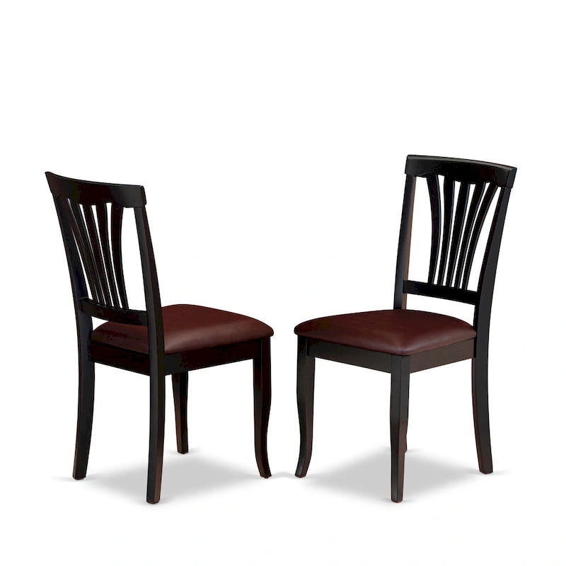 East West Furniture Ensemble de salle à manger 7 pièces - Une table de salle à manger ronde et 6 chaises de salle à manger, noir et cerisier (options de siège)
