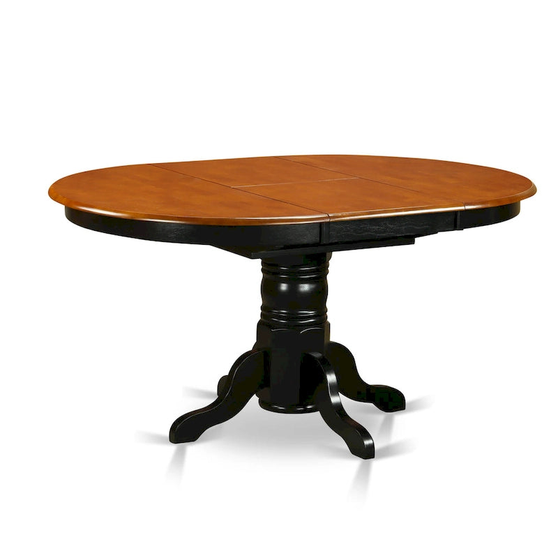 East West Furniture Ensemble de salle à manger 7 pièces - Une table de salle à manger ronde et 6 chaises de salle à manger, noir et cerisier (options de siège)