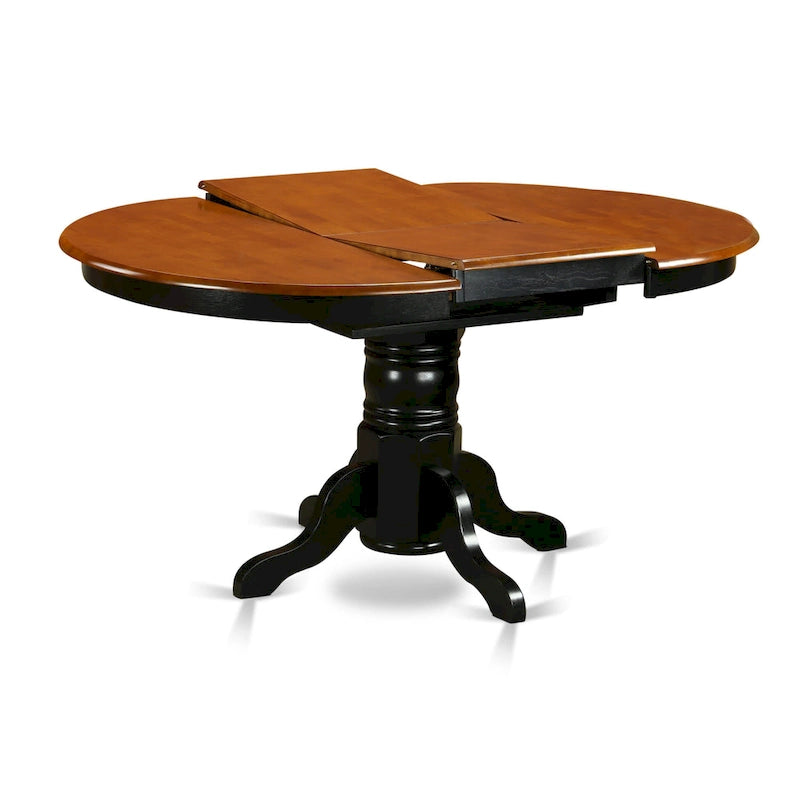 East West Furniture Ensemble de salle à manger 7 pièces - Une table de salle à manger ronde et 6 chaises de salle à manger, noir et cerisier (options de siège)
