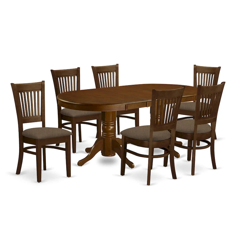 East West Furniture Ensemble de salle à manger 7 pièces - une table ovale en bois et 6 chaises en bois, Espresso (Options de type de siège)