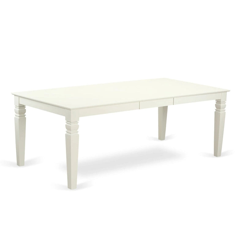 East West Furniture Salle à Manger – Une Table de Salle à Manger Rectangulaire et des Chaises en Bois, Blanc Lin (Options de Pièces)