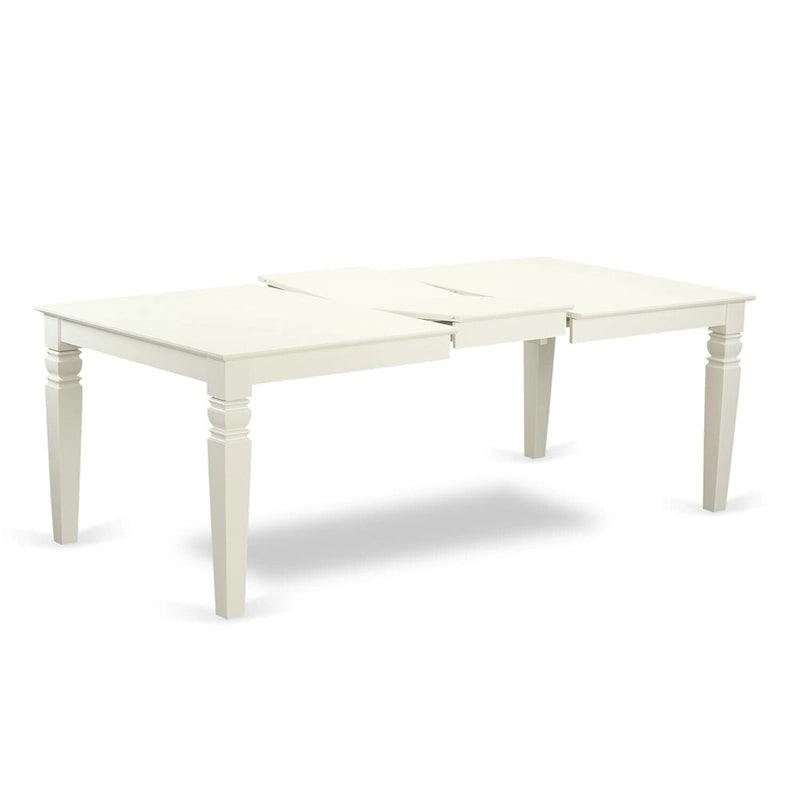 East West Furniture Salle à Manger – Une Table de Salle à Manger Rectangulaire et des Chaises en Bois, Blanc Lin (Options de Pièces)