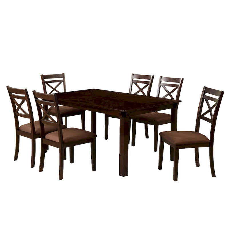 Ensemble de salle à manger Wivo 7 pièces contemporain en bois massif marron par Furniture of America