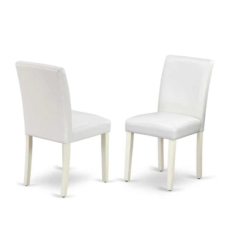 Ensemble de salle à manger East West Furniture – Une table de cuisine ronde et des chaises Parson en similicuir blanc, blanc cassé (options de pièces)