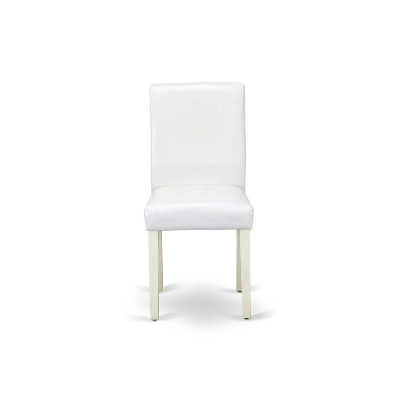 Ensemble de salle à manger East West Furniture – Une table de cuisine ronde et des chaises Parson en similicuir blanc, blanc cassé (options de pièces)