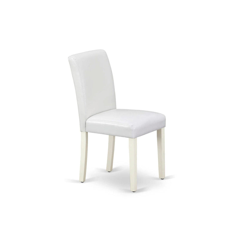 Ensemble de salle à manger East West Furniture – Une table de cuisine ronde et des chaises Parson en similicuir blanc, blanc cassé (options de pièces)