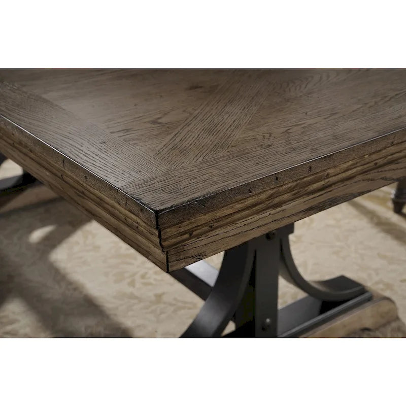 Ensemble de salle à manger 7 pièces avec table en bois flotté Birmingham et chaises à clous Roundhill Furniture