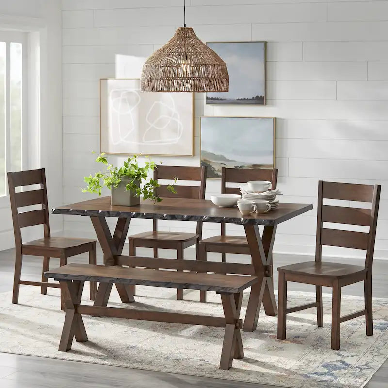 Ensemble de salle à manger 6 pièces en bois massif Simple Living Mandeville avec banc