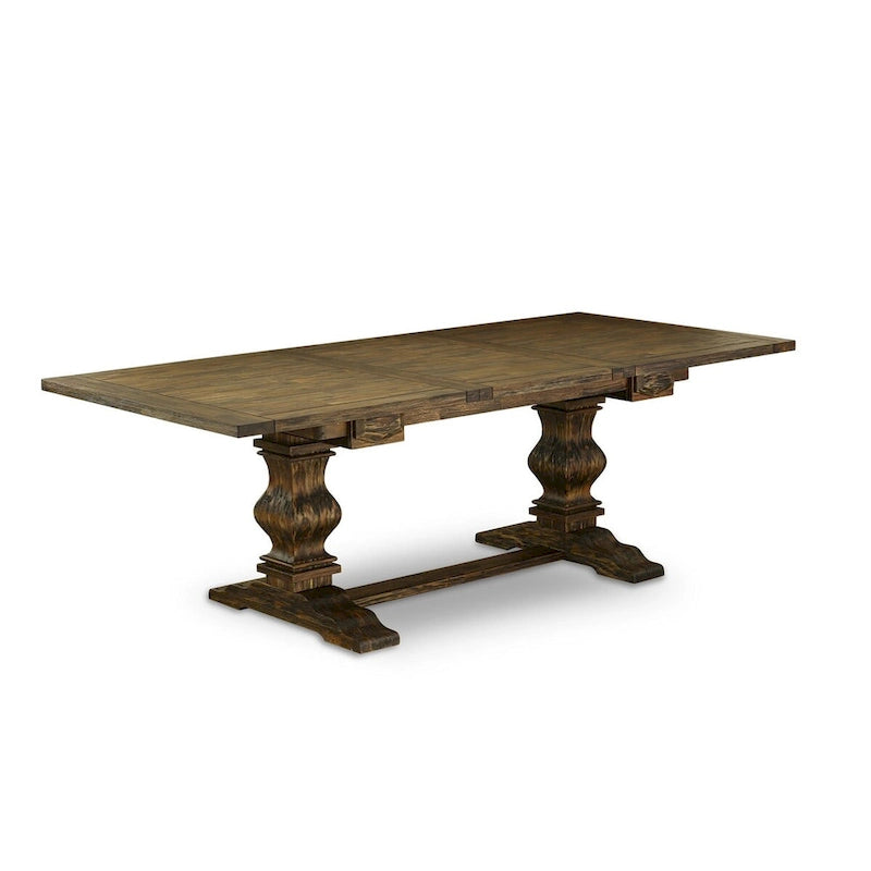 East West Furniture Ensemble de salle à manger 11 pièces – une table de salle à manger et 10 chaises Parson en tissu de lin (options de finition)