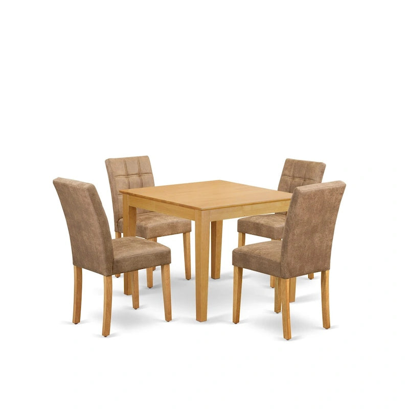 East West Furniture - Ensemble de salle à manger avec table carrée et chaises, Chêne (Options de pièces)