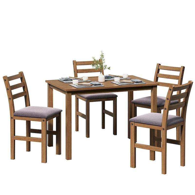 Ensembles de pub 5 pièces, élégante table à manger avec 4 chaises rembourrées