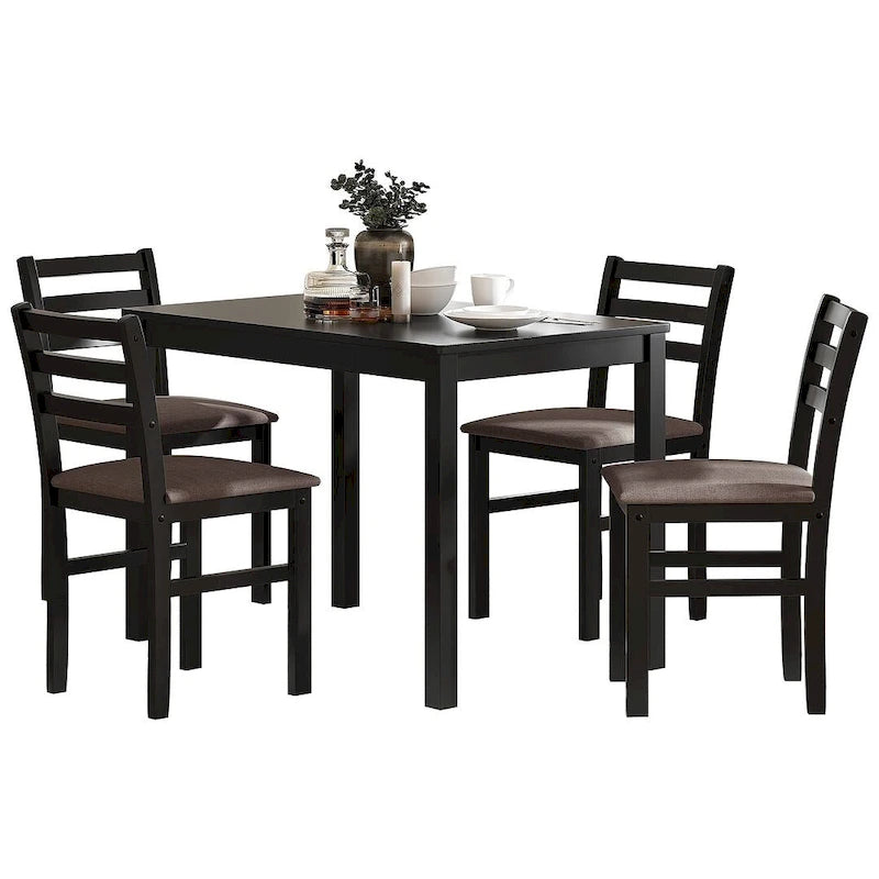 Ensembles de pub 5 pièces, élégante table à manger avec 4 chaises rembourrées