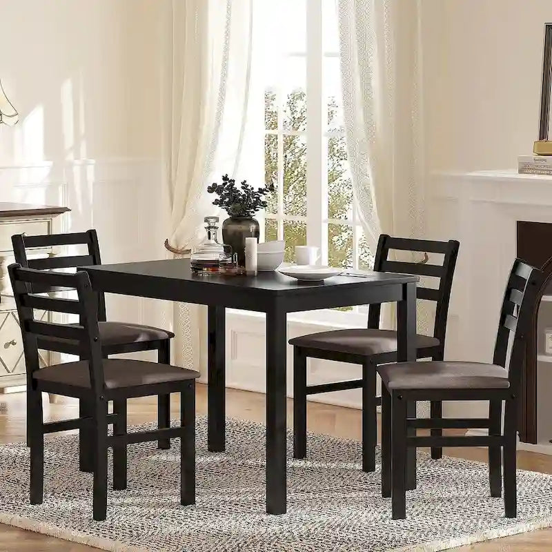 Ensembles de pub 5 pièces, élégante table à manger avec 4 chaises rembourrées