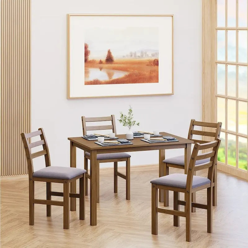 Ensembles de pub 5 pièces, élégante table à manger avec 4 chaises rembourrées