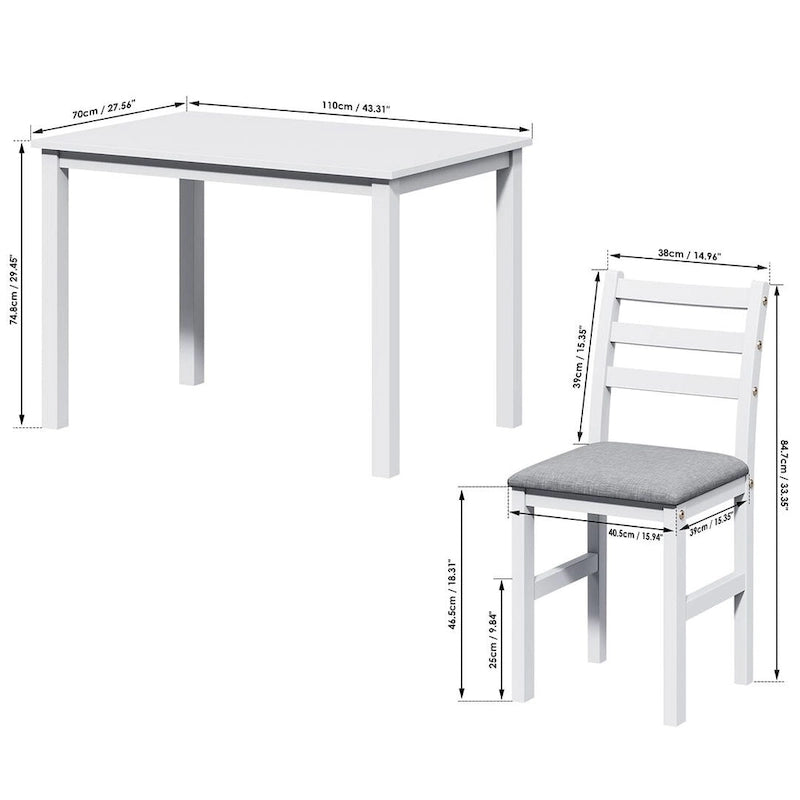 Ensembles de pub 5 pièces, élégante table à manger avec 4 chaises rembourrées