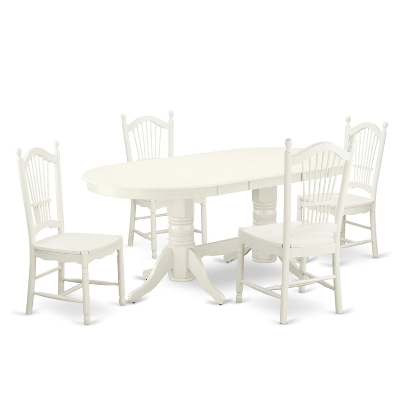 East West Furniture - Ensemble de salle à manger - Table ovale et chaises en bois, blanc lin (options de pièces)