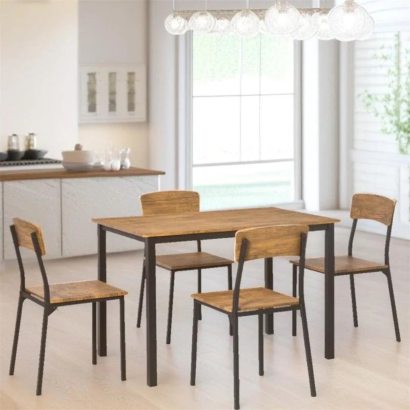 Dining Table Set with Rectangular Kitchen Table and Chairs(Set of 5)