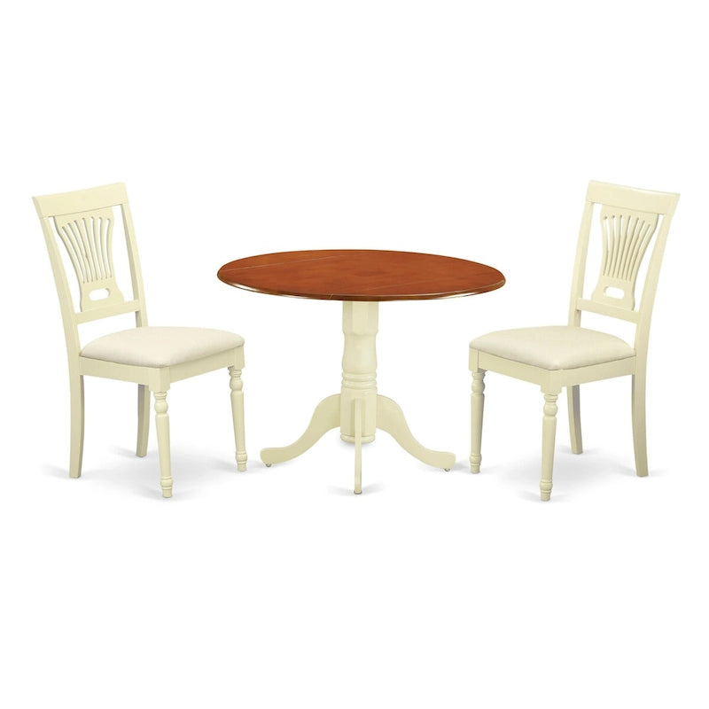 Ensemble de cuisine 3 pièces East West Furniture - une table à manger ronde et 2 chaises de salle à manger, Buttermilk et Cerisier (options de siège)