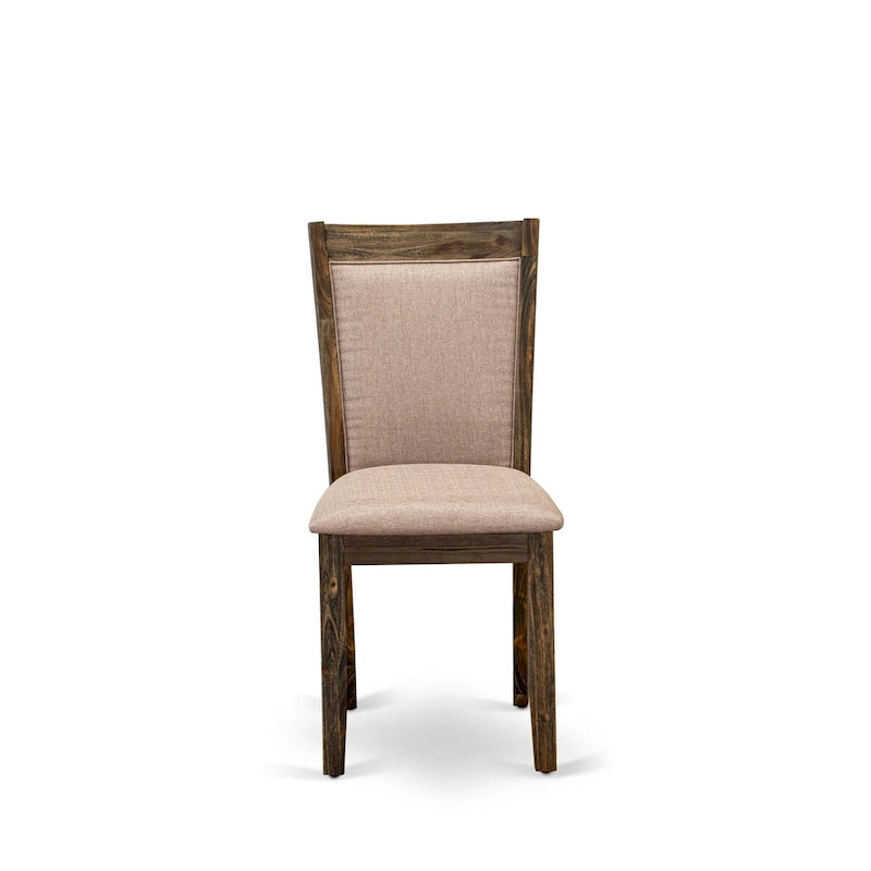 Ensemble de salle à manger East West Furniture – une table de cuisine et des chaises en tissu lin kaki foncé, Distressed Jacobean (Options de pièces)