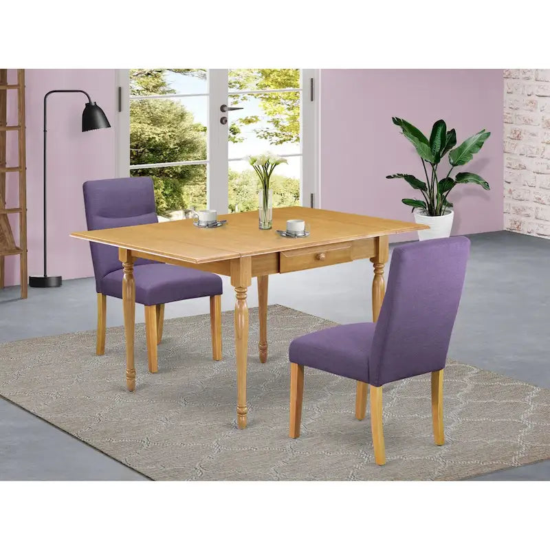 East West Furniture Table Set Includes a Rectangle Dining Room Table with Dropleaf and Dining Chairs (Pieces Options)