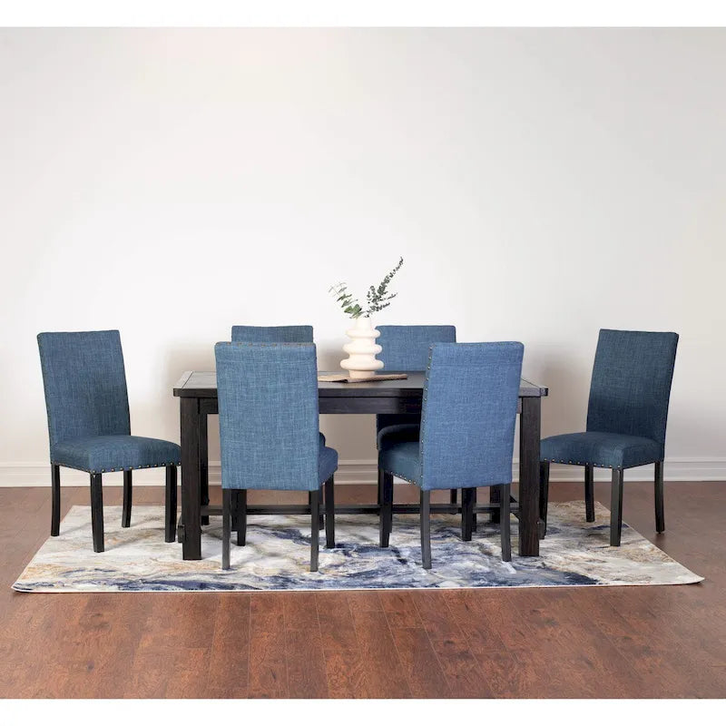 Ensemble de salle à manger contemporain Muzzi 7 pièces Roundhill Furniture, table de salle à manger avec 6 chaises élégantes