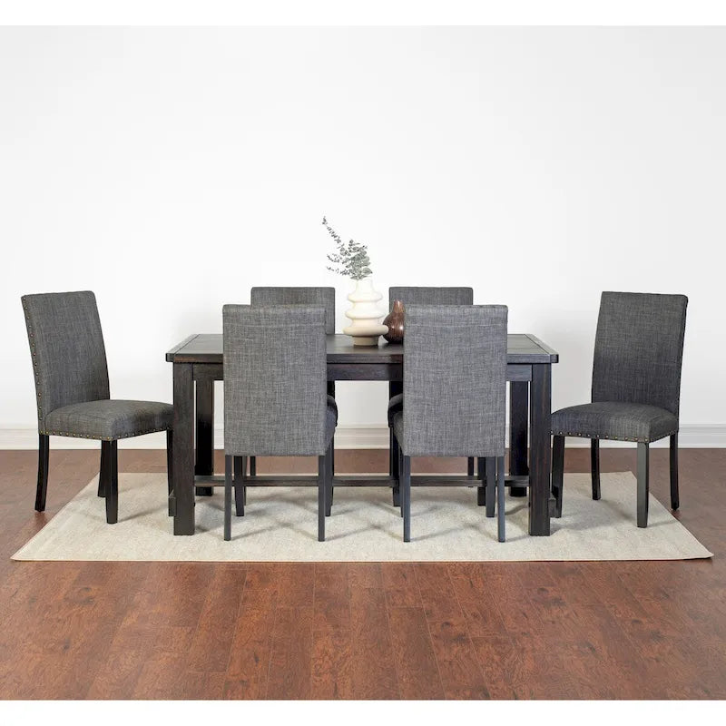 Ensemble de salle à manger contemporain Muzzi 7 pièces Roundhill Furniture, table de salle à manger avec 6 chaises élégantes