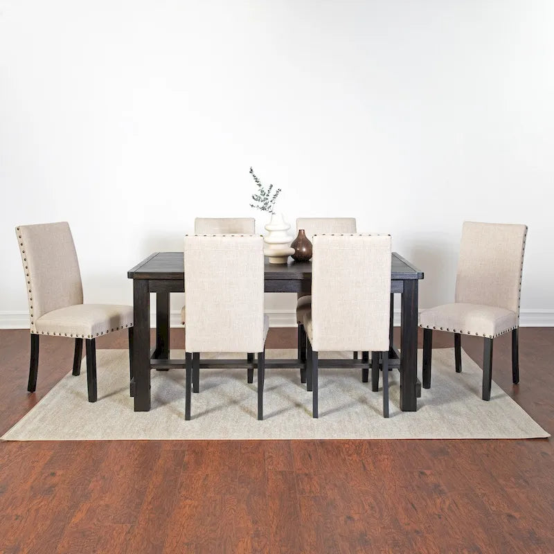 Ensemble de salle à manger contemporain Muzzi 7 pièces Roundhill Furniture, table de salle à manger avec 6 chaises élégantes