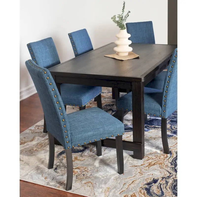 Ensemble de salle à manger contemporain Muzzi 7 pièces Roundhill Furniture, table de salle à manger avec 6 chaises élégantes