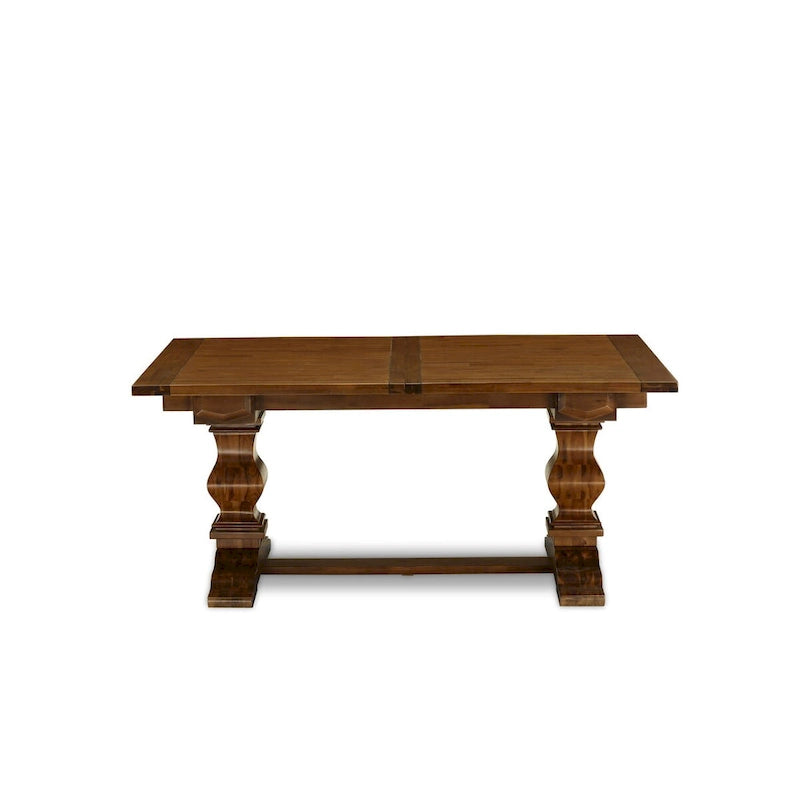East West Furniture Ensemble de salle à manger 11 pièces - une table de salle à manger et 10 chaises en tissu lin Light Sable (options de finition)