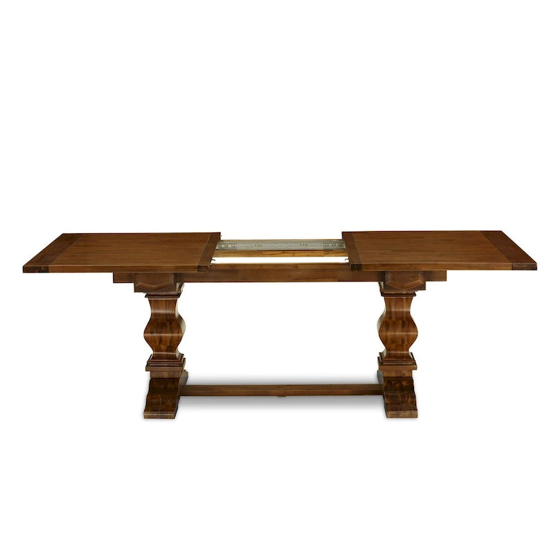 East West Furniture Ensemble de salle à manger 11 pièces - une table de salle à manger et 10 chaises en tissu lin Light Sable (options de finition)