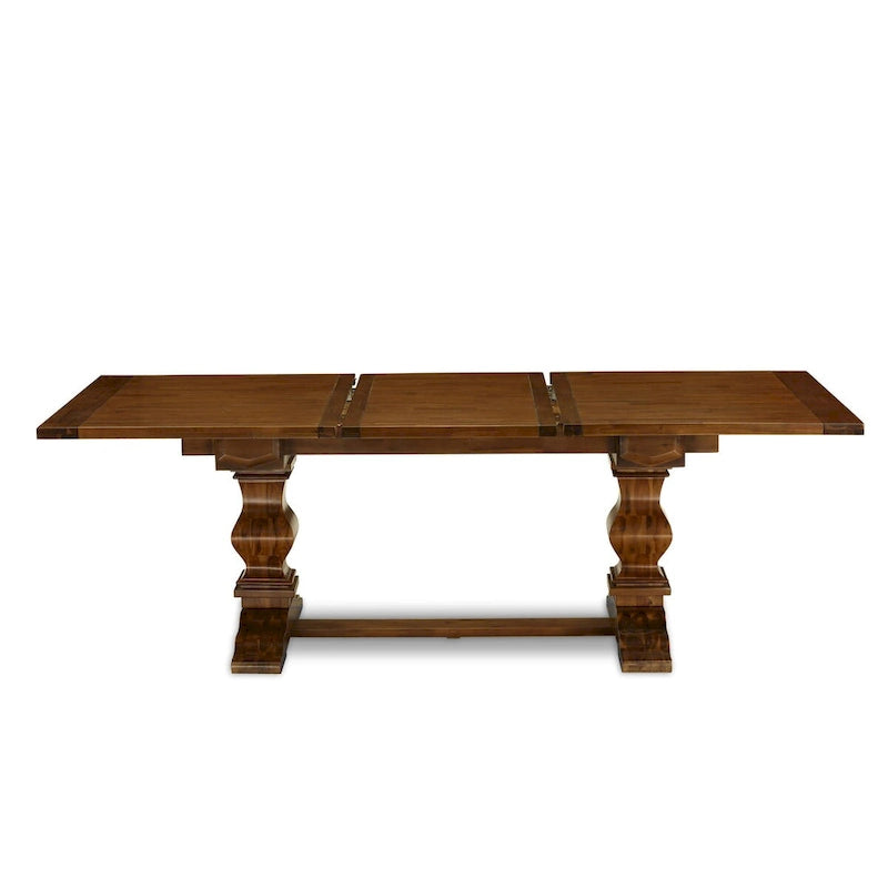 East West Furniture Ensemble de salle à manger 11 pièces - une table de salle à manger et 10 chaises en tissu lin Light Sable (options de finition)
