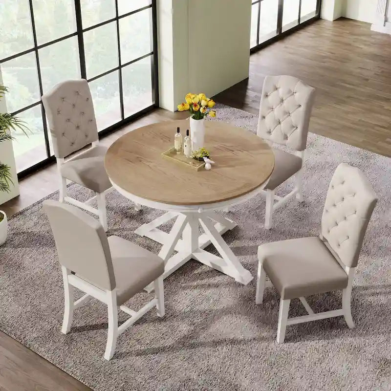 Ensemble table à manger avec table extensible et 4 chaises rembourrées